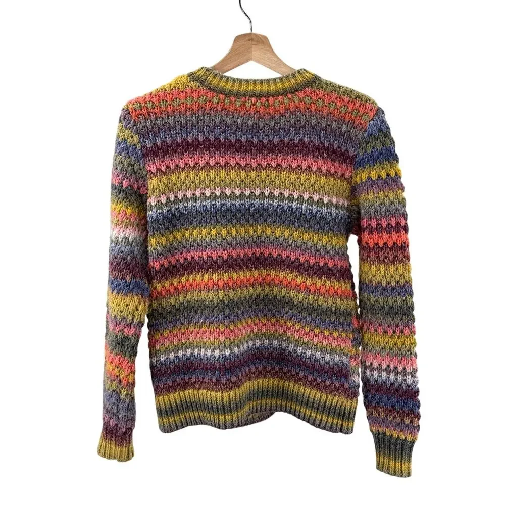 Vtg St. John's Bay Striped Pastel Cable Knit S Chunky Sweater Cottage Farmhouse